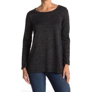 Forgotten Grace Brushed Hacci Pullover Tunic Top Sz LARGE in Dark Charcoal NWT